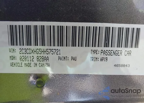 2017 Dodge Charger Sxt Rwd из США, поврежденный, VIN 2C3CDXHG5HH575721